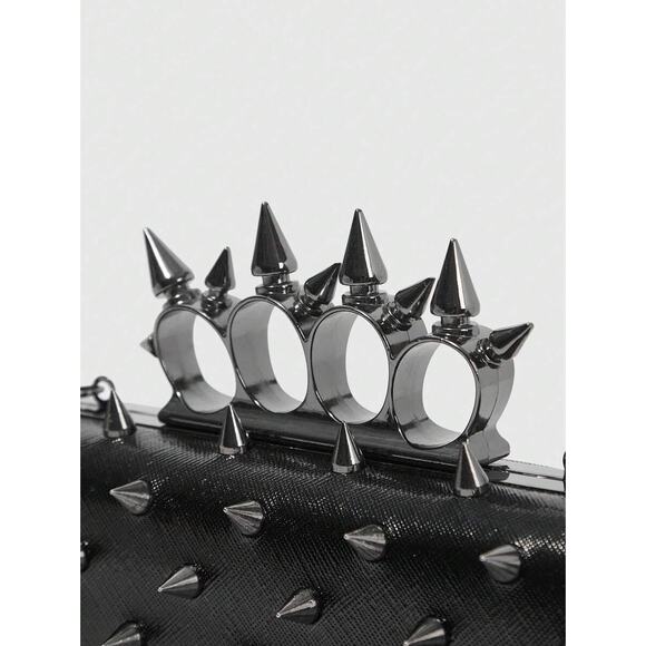 Goth Emo Punk Rock Spike Clutch Purse Crossbody - Picture 5 of 5